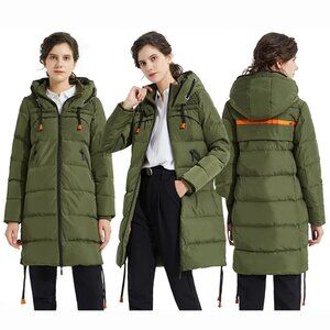 Orolay Jacket Womens Size S Green Thickened Down Drawstring Hooded Parka Coat